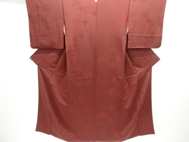 Kimono, plain-colored kimono with woven patterns of Genji wheel and blue ocean w